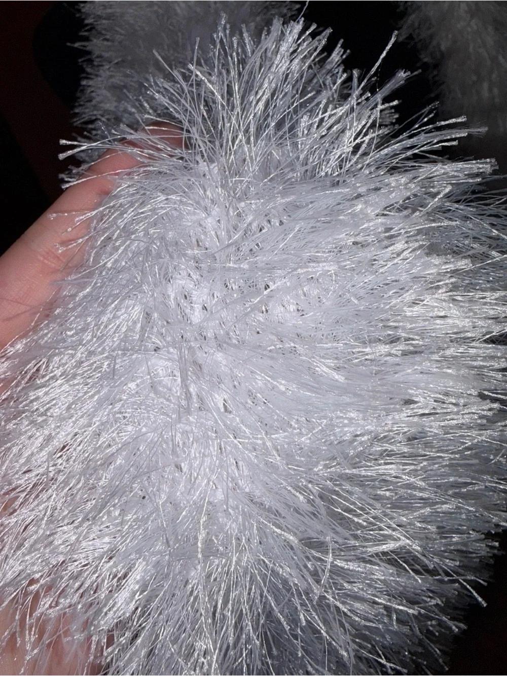 Handmade White Fuzzy Eyelash Scarf